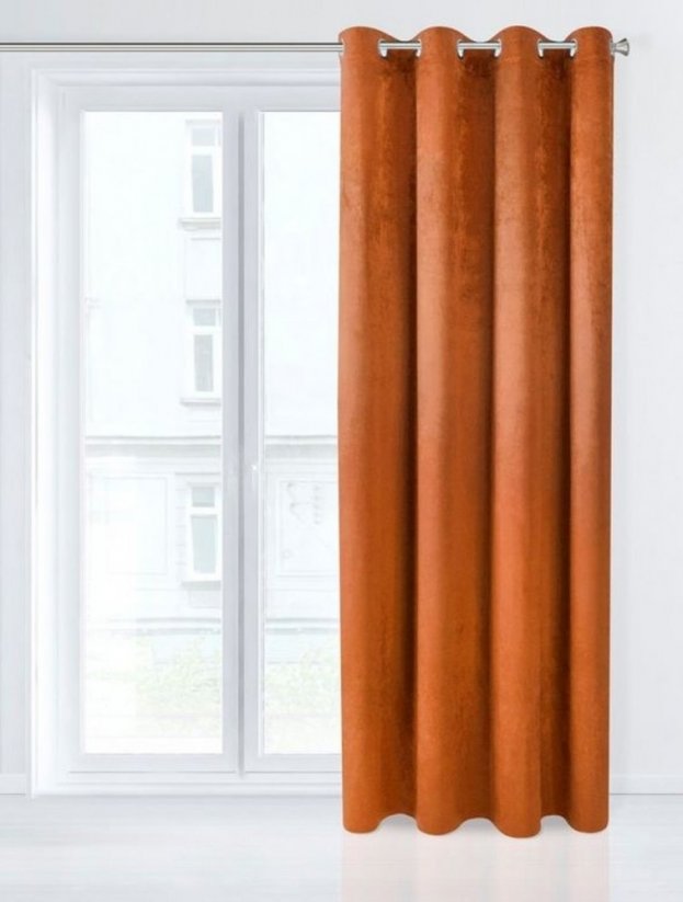 Stínící závěsy v oranžové barvě do obývacího pokoje - Rozměr: Délka: 250 cm
