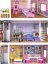 Hölzernes Puppenhaus mit Aufzug in rosa