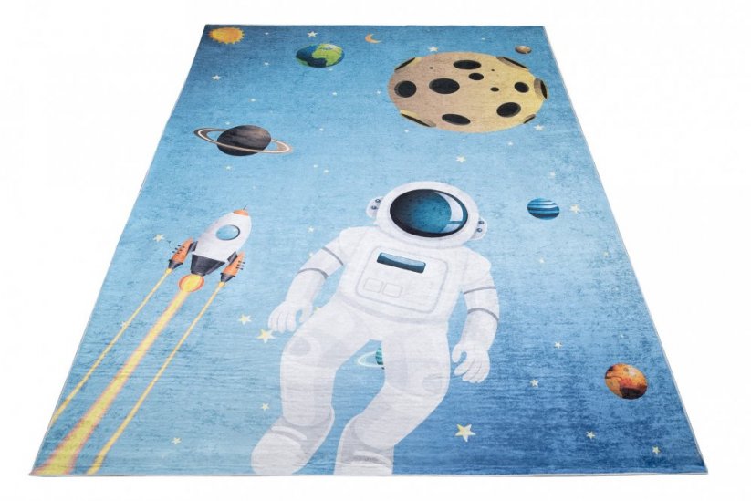 Detský koberec s motívom kozmonauta a planét