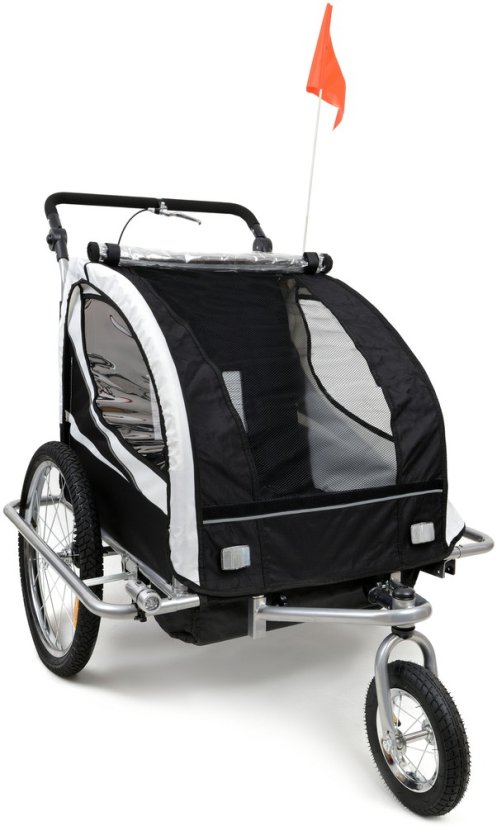 Remorcă pentru biciclete cu 2 locuri + JOGGER negru