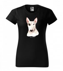 Originelles Damen-T-Shirt aus Baumwolle mit Aufdruck eines Bullterrier-Hundes