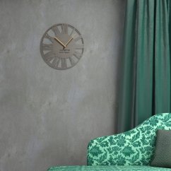 Semplice orologio da parete grigio con design in legno