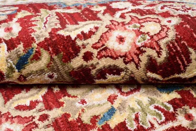Kerek vintage szőnyeg piros bézs - Méret: Šírka: 170 cm