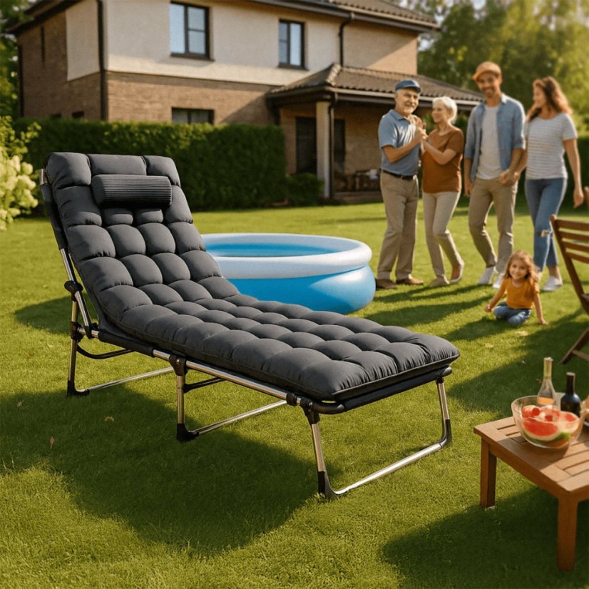 Vrtna ležaljka s madracem i podesivim naslonom VENUS