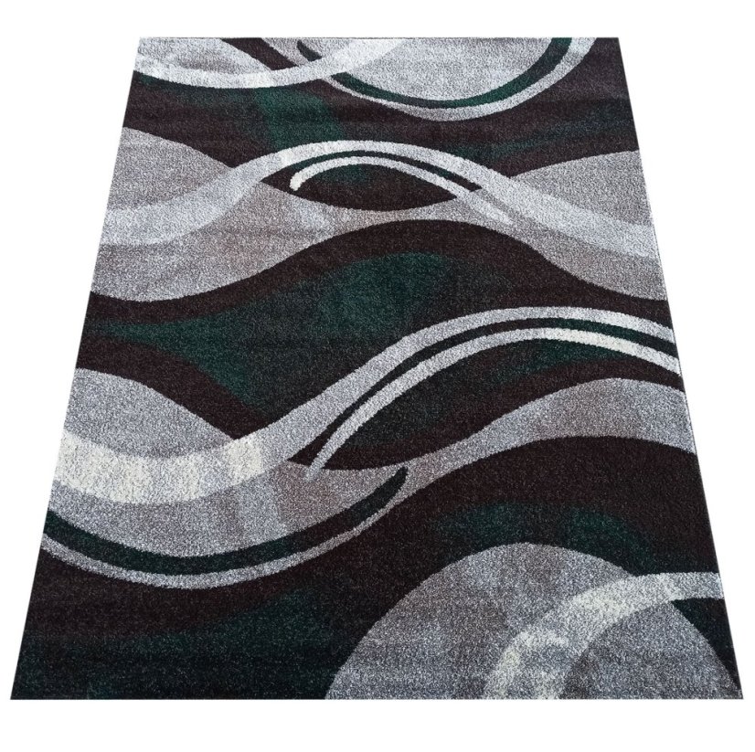 Originalna preproga z abstraktnim vzorcem v zeleno-sivi barvi
