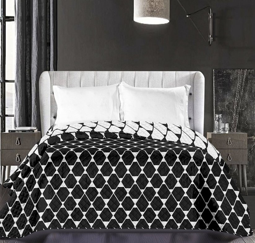 Černo bílé přehozy na postel oboustranné