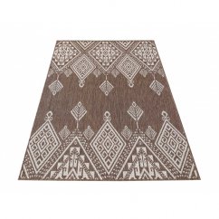 Luxusný hnedý koberec s bielym vzorovaním