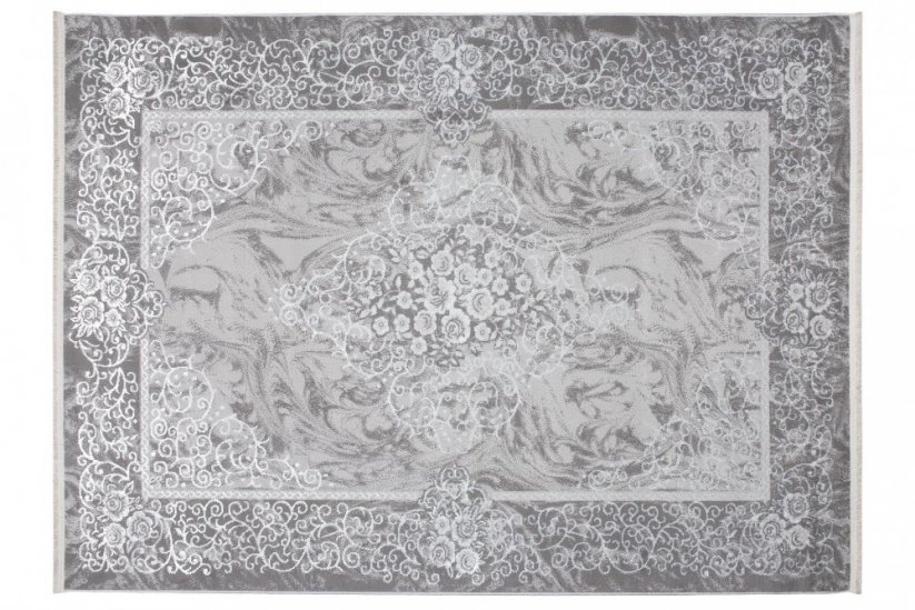 Moderný bielo-sivý dizajnový interiérový koberec so vzorom