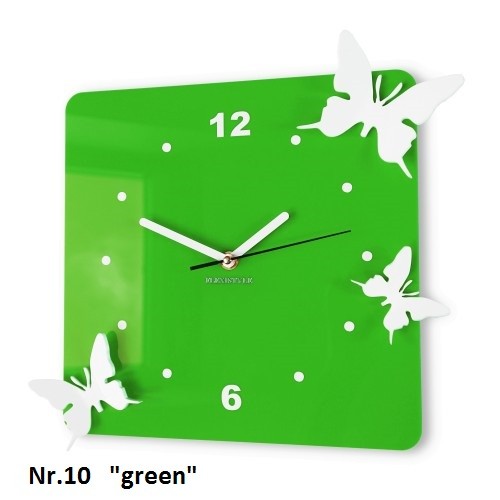 Červené nástenné hodiny 3D motýliky