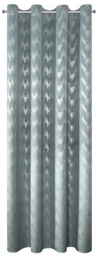 Blauer Deko-Vorhang mit glänzendem Silberdruck 140 x 250 cm