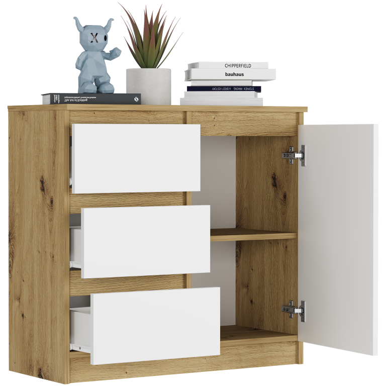 Komoda R-80-S3 se zásuvkami 80 cm - různé barevné varianty - Barva produktu: antracit mix bílá