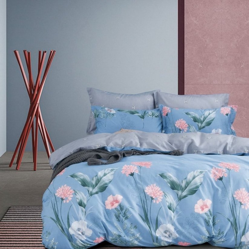 Modré kvetinové posteľné obliečky z príjemného materiálu