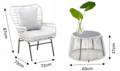 Komplet záhradného nábytku v bielej farbe 