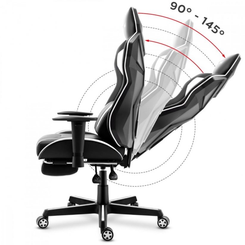 Удобен геймърски стол COMBAT 6.0 в черно-бяла цветова комбинация