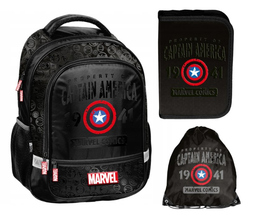 Set scuola CAPTAIN AMERICA AVENGERS - zaino + astuccio + borsa a pantofola