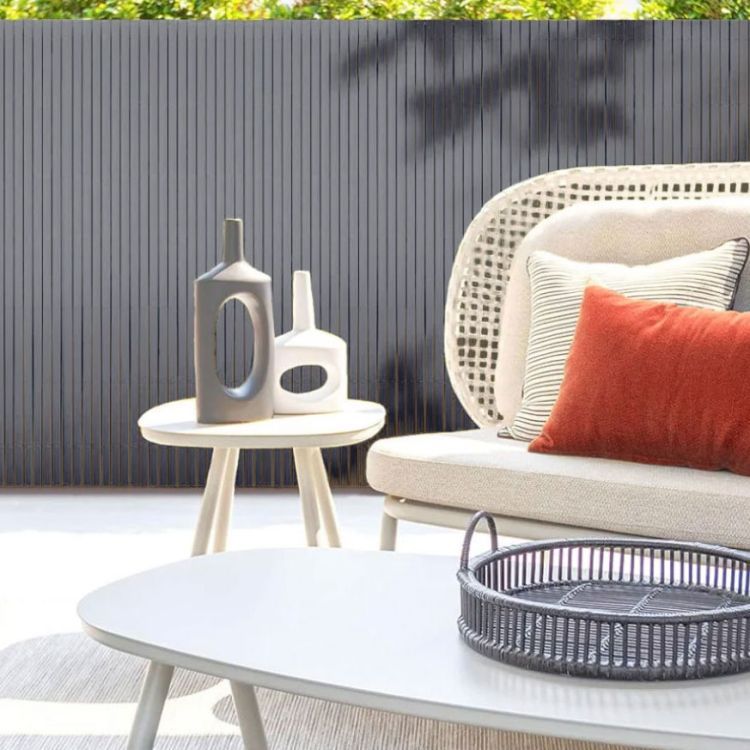 Obojstranná antracitová clona na balkón, plot a terasu z PVC