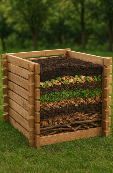 Compostiera in legno da giardino 640L