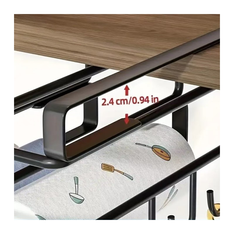 Függő fém polc - konyhai rendszerező fekete