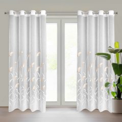 Záclona s výšivkou pampové trávy - průhledná záclona na kruzích