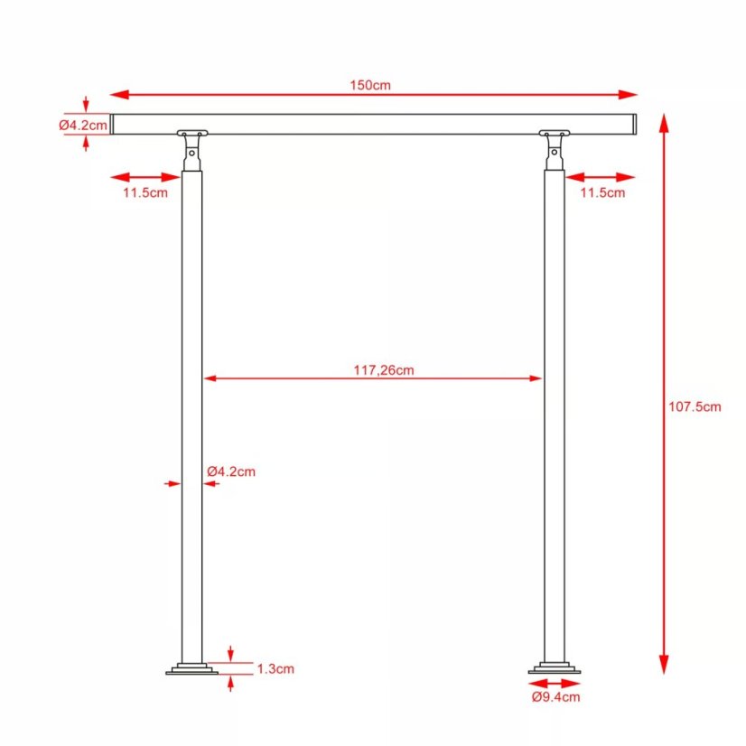 Balustradă pentru scări din oțel inoxidabil fără trepte