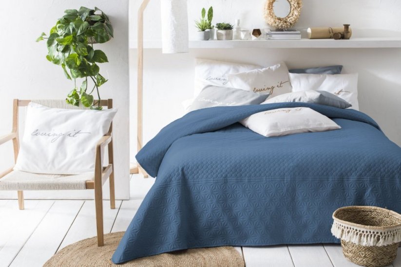 Cuvertură de pat elegantă matlasată culoarea albastru închis 170 x 210 cm