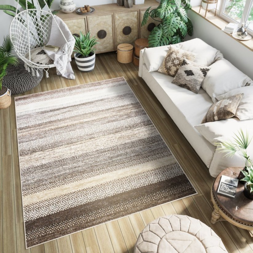 Moderní koberec s pruhy v hnědých odstínech - Rozměr koberce: Šířka: 140 cm | Délka: 200 cm