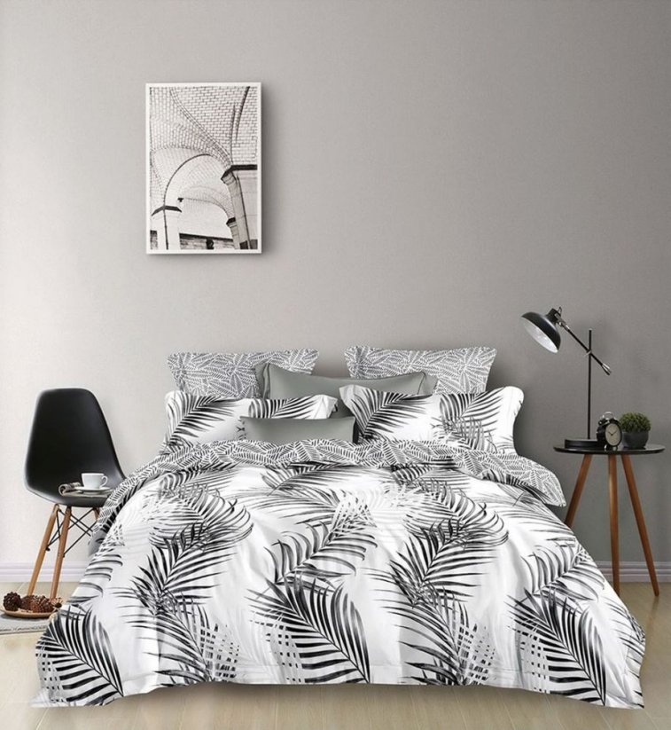 Lenjerie de pat modernă cu un model de frunze de palmier