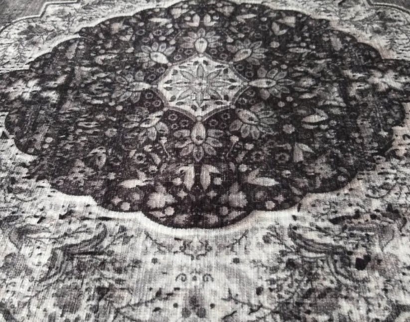 Luxusní vintage koberec šedé barvy s třásněmi