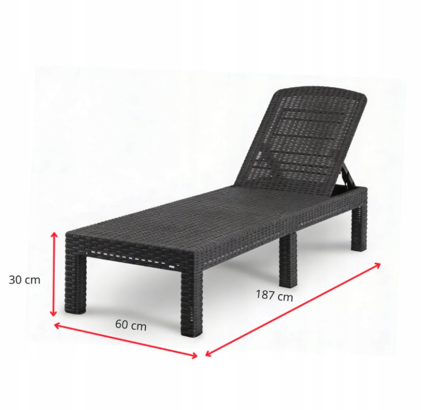 Lettino pieghevole per piscina e terrazza PREMIUM - grigio