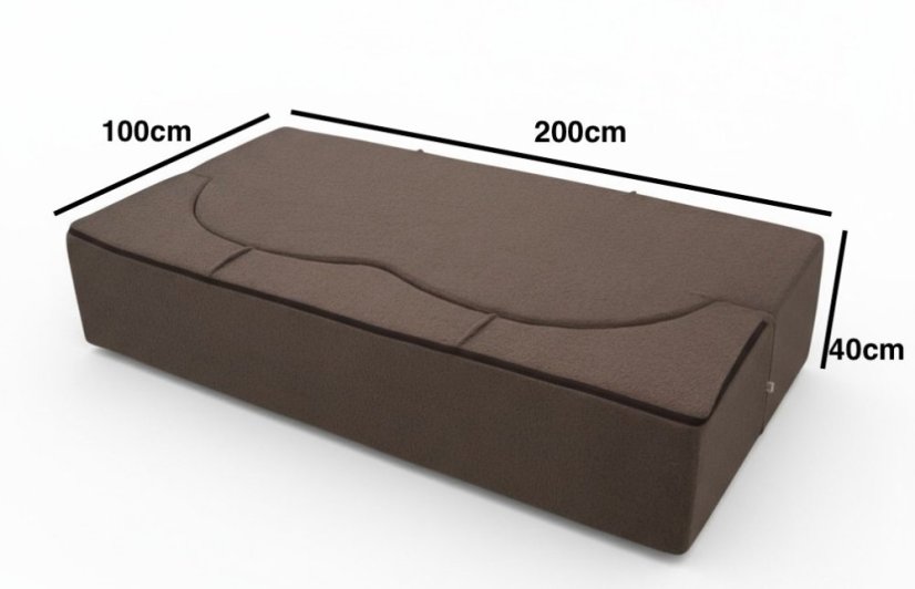 canapea extensibilă cu compresie maro cu dimensiuni de 200 x 80 cm
