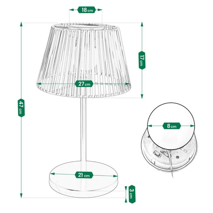 Lampă de grădină cu LED solar - 47 cm