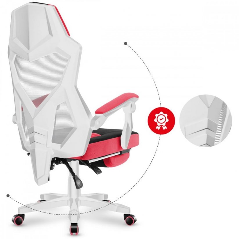 Scaun gaming ergonomic, roz, cu suport pentru picioare COMBAT 3.0