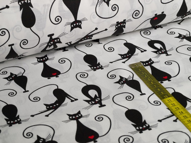 Čierne obojstranné posteľné obliečky s mačičkami