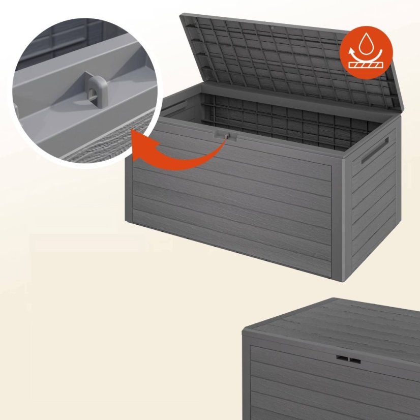 Cutie de depozitare pentru grădină WOODY 280 l - gri, impermeabilă, cu încuietoare