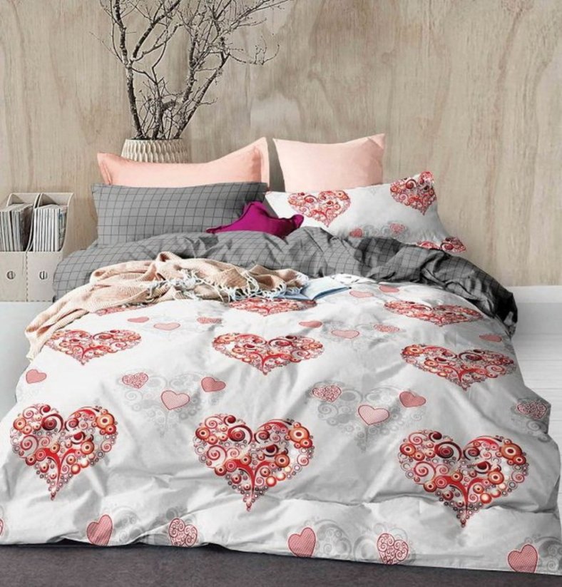 Romantické obojstranné posteľné obliečky s trendy motívom srdca