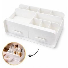 Multifunkcionális kozmetikai szervező fiókokkal és rekeszekkel