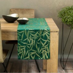 Traversa pentru masa din catifea cu imprimeu verde