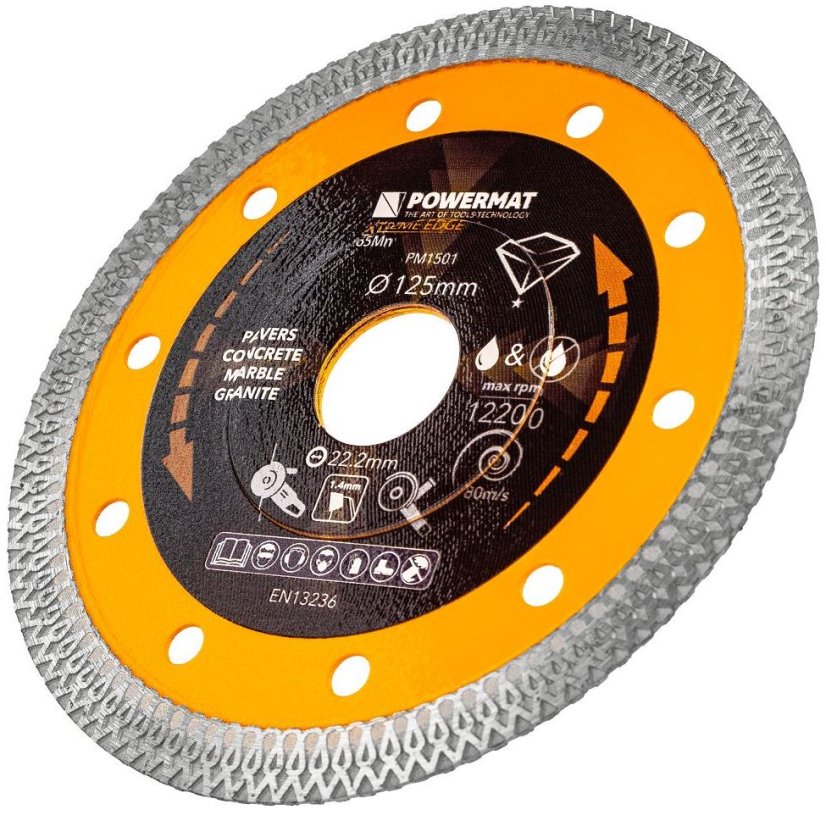 Disc diamantat 125 mm pentru beton, gresie și ceramică - diametru interior 22,23 mm