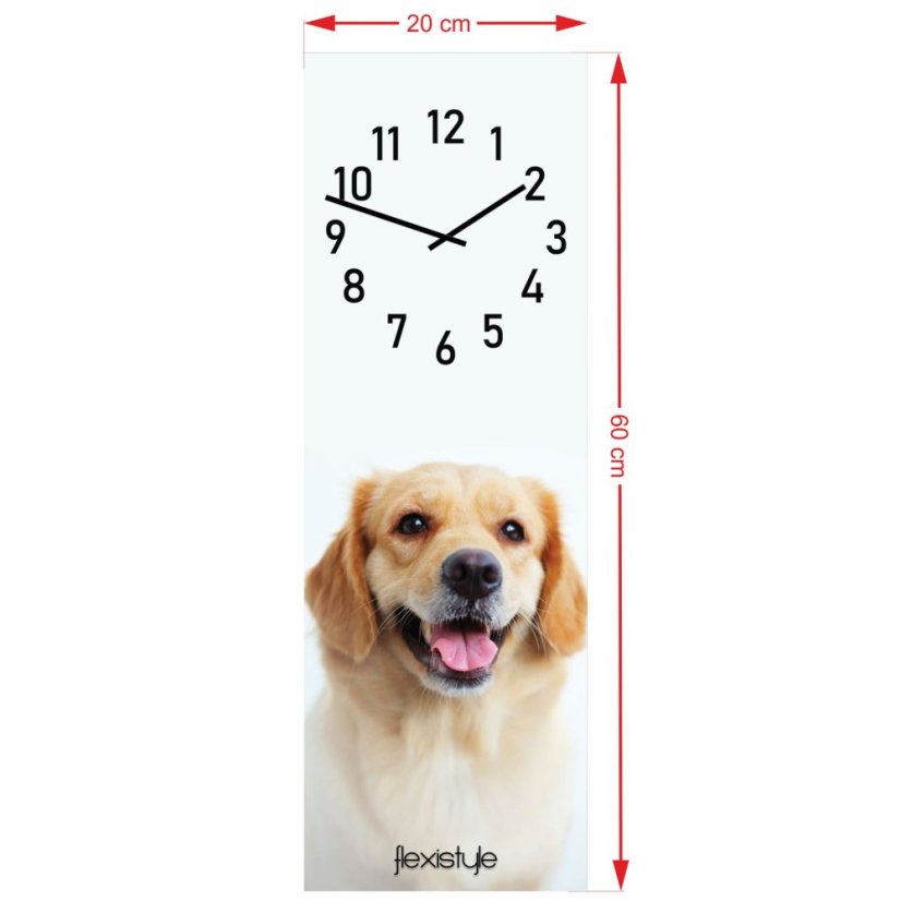Detské nástenné hodiny 20 x 60 cm so zlatým retríverom