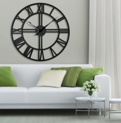 Черен дървен стенен часовник LOFT GRANDE 80 см