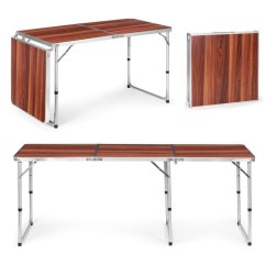 Masă de catering pliabilă 180 x 60 cm cu imitație de lemn în 3 părți