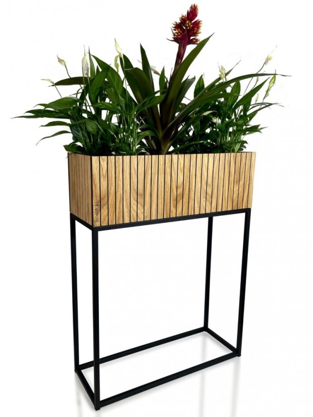 Ghiveci înalt din furnir natural de stejar LOFT FIORINO 62X22X80 cm