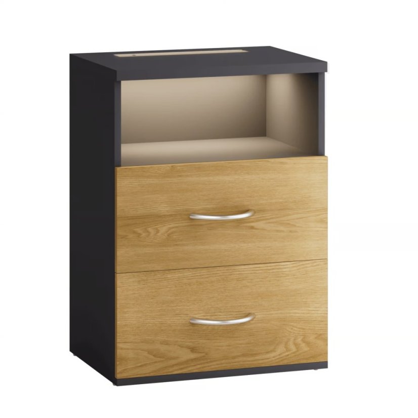 Нощно шкафче Jamie с LED осветление и USB - 55 × 40 × 28 cm