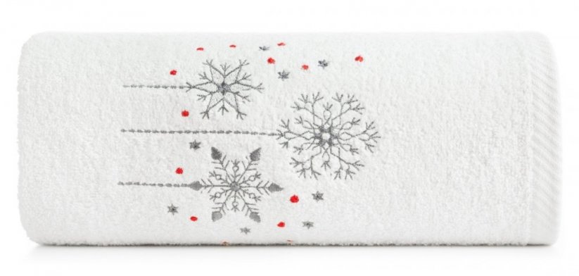 Bavlnený vianočný uterák biely s vločkami - Rozmer: Šírka: 50 cm | Dĺžka: 90 cm