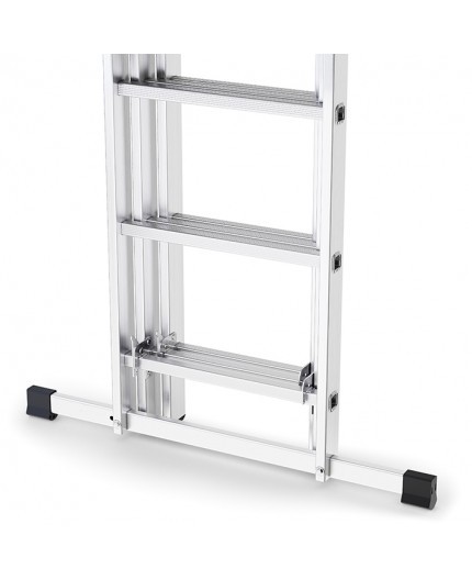 Multifunkčný hliníkový rebrík, 3 x 9 priečok a nosnosť 150 kg