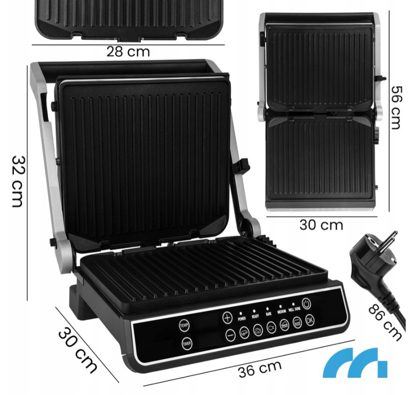 Elektrický kontaktní gril SM5000W-PRO s LED displejem - 2500 W