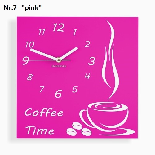 Coffee Time nástěnné kuchyňské hodiny - Barva produktu: Oranžová