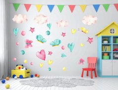 Детски стикер за стена Момиче с балони