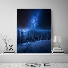 Modrý obraz na plátne s motívom hviezd na oblohe