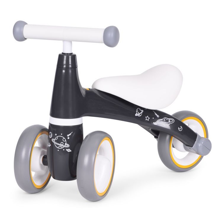 Monopattino per bambini in nero con design spaziale